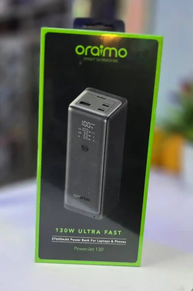 Oraimo PowerJet 130 (130 Watts output) designed to charge laptops and phones (power bank)