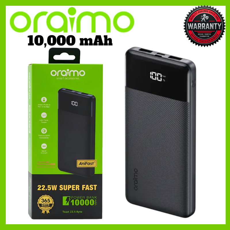 oraimo Toast 22.5 Byte 10,000mAh power bank.
